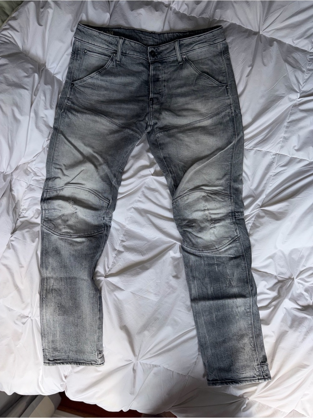 G-Star Men's Washed Grey Straight Jeans